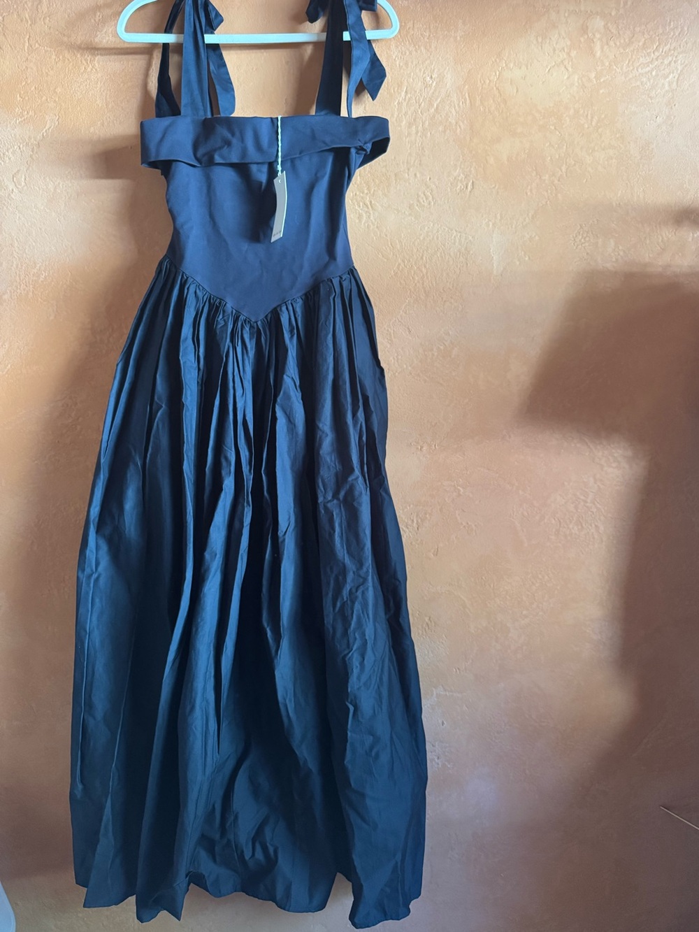 Sofie the Label NWT Navy Basque Waist Maxi Dress Tie Strap Cottagecore L